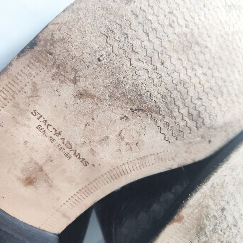 Stacy Adams Black Woven Leather Fisherman Sandals Size 12 Huarache Silver Buckle - Picture 13 of 13